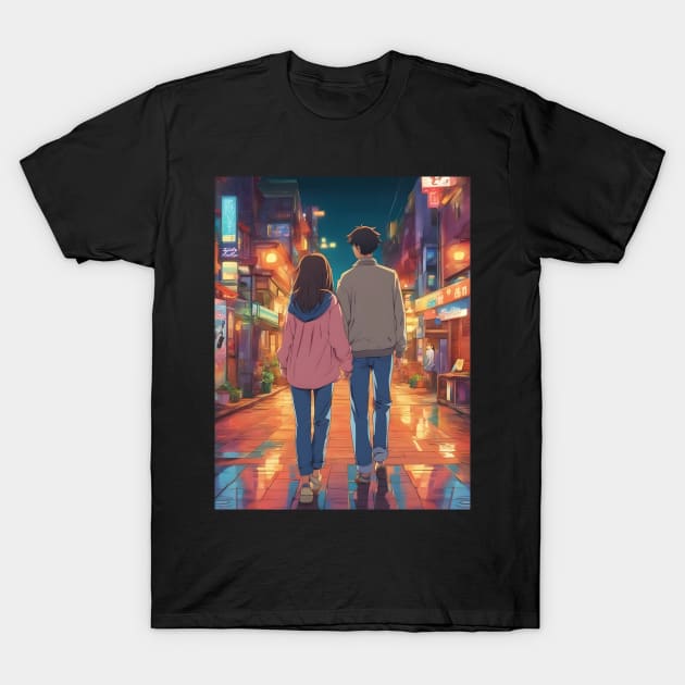 romantic anime couple T-Shirt by purplecrowshub